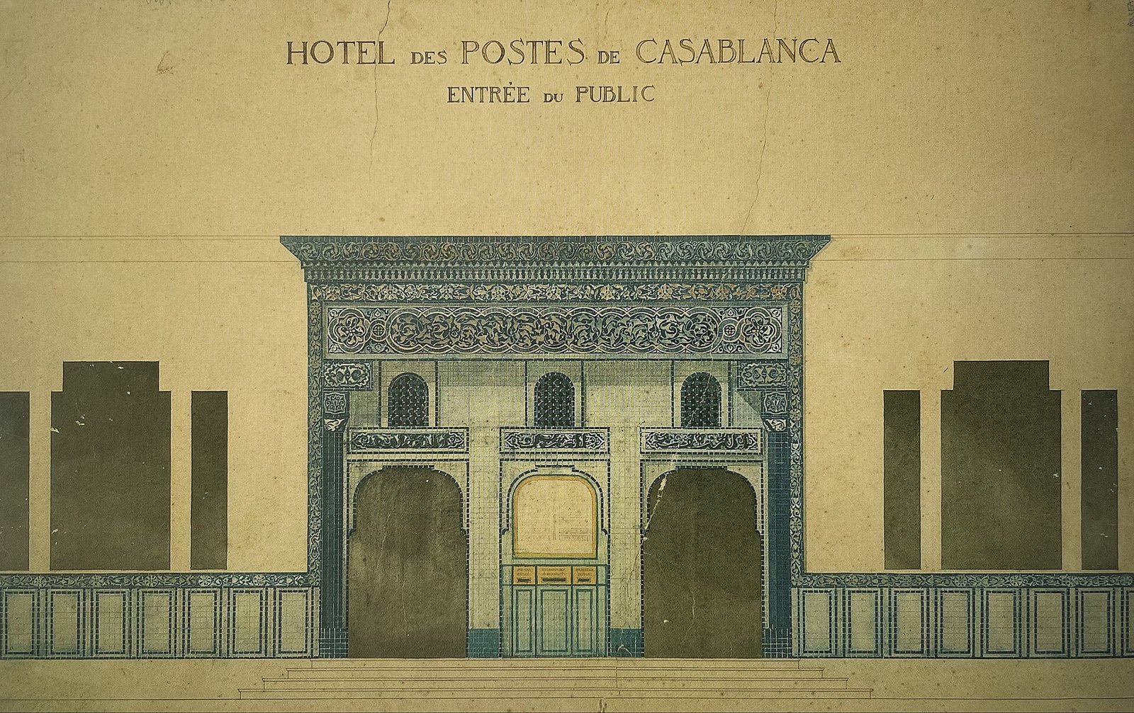 Bâtiment de la Poste du Maroc — Adrien Laforgue, central post office public entrance
